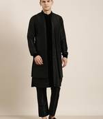 Black long jacket kurta set