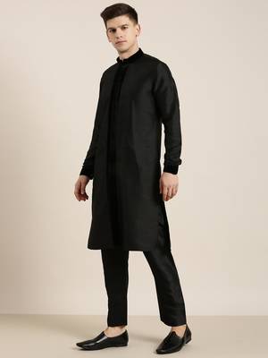Black long jacket kurta set 5
