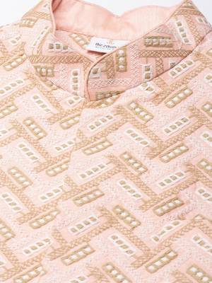 Peach chikankari jacket kurta set 2