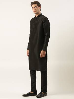 Black mirror embroidered jacket kurta set 3