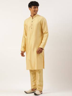 Yellow mirror embroidered jacket kurta set 2