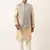 Grey peach jacquard jacket kurta set