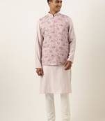 Lavender printed jacket kurta set