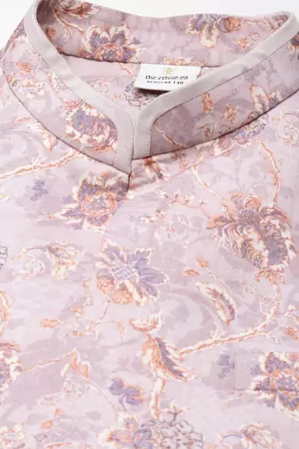 Lavender printed jacket kurta set