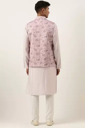 Lavender printed jacket kurta set