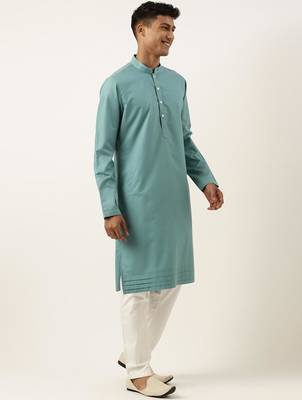 Cotton printed embroidered jacket kurta set 4