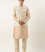Beige embroied jacket kurta set