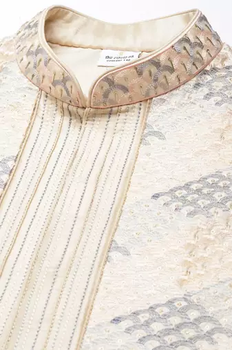 Beige embroied jacket kurta set