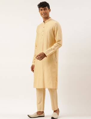 Beige embroidered jacket kurta set 3