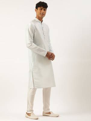 Sky blue sequin embroidered jacket kurta set 3