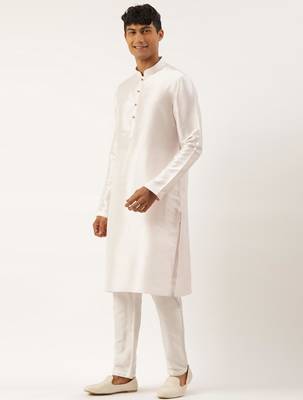 White multi color embroidered jacket kurta set 3
