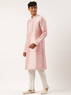 Pink embroidered jacket kurta set 3