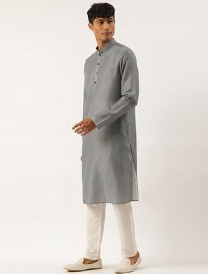 Grey printed jacket kurta set 3