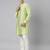 Lime green blue jacquard quilted jacket with short kurta