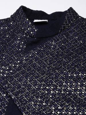 Navy embroidered jacket kurta set 5