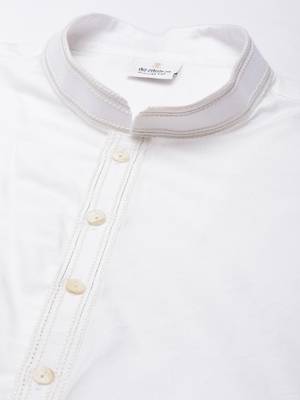 Off white mirror embroidered jacket kurta set 2