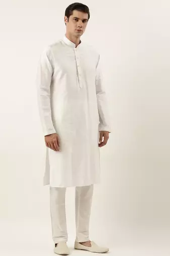 Off white mirror embroidered jacket kurta set