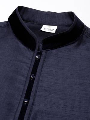 Navy embroidered jacket kurta set 2