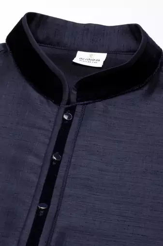 Navy embroidered jacket kurta set