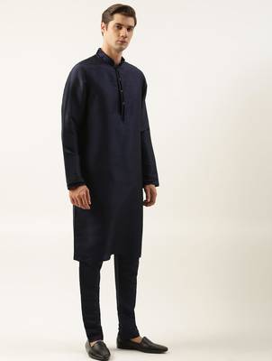 Navy embroidered jacket kurta set 5