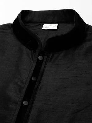 Black embroidered jacket kurta set 2