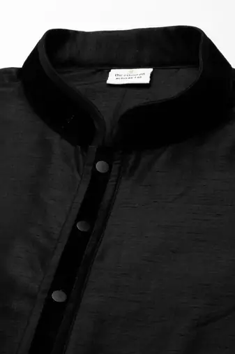 Black embroidered jacket kurta set