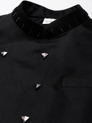 Black embroidered jacket kurta set 3