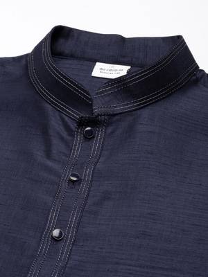 Navy embroidered jacket kurta set 2