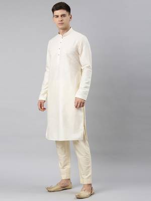 Yellow linen printed jacket with kurta set 3
