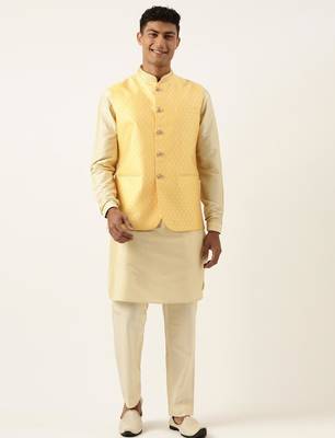 Banarasi brocade jacket with kurta set 1