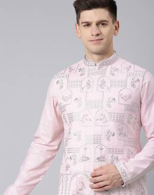 Light pink vivah story jacket  kurta set 1