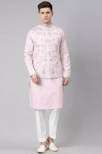 Light pink vivah story jacket  kurta set