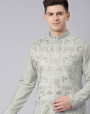 Sage green vivah story jacket  kurta set 1