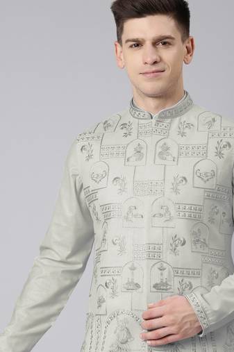 Sage green vivah story jacket  kurta set