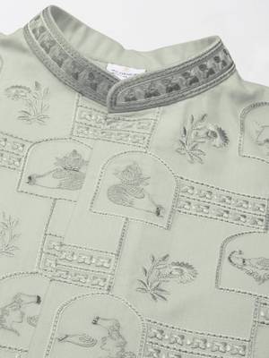 Sage green vivah story jacket  kurta set 4