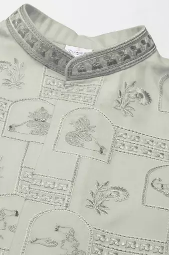 Sage green vivah story jacket  kurta set