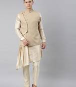 Beige waistcoat jacket with beige kurta