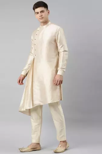 Beige waistcoat jacket with beige kurta