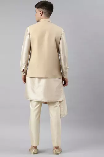 Beige waistcoat jacket with beige kurta
