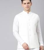 Cream classic jacket with short kurta set
