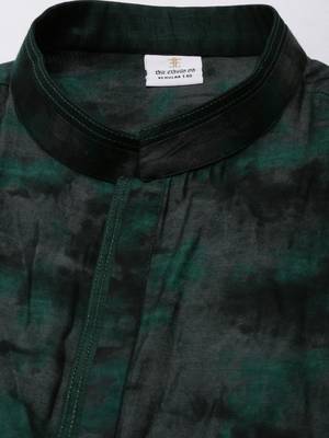 Green printed jacket kurta set 5