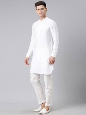 Off white jacket with short kurta set 4