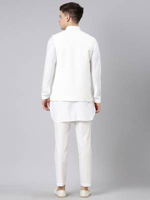 Off white jacket with short kurta set 5