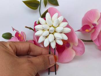 Artificial jasmine flower brooch 1