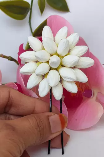 Artificial jasmine flower brooch