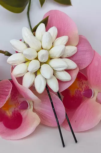 Artificial jasmine flower brooch