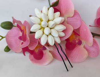 Artificial jasmine flower brooch 3