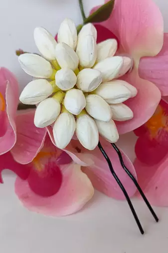 Artificial jasmine flower brooch
