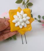 Yellow petals flower brooch