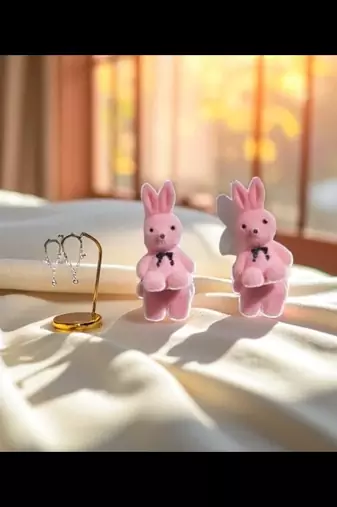Golden glamer angel bunny drop earrings – anti-tarnish collection